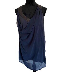 Lane Bryant SZ 18/20 Dark Blue Dressy Tank with Polyester Overlay